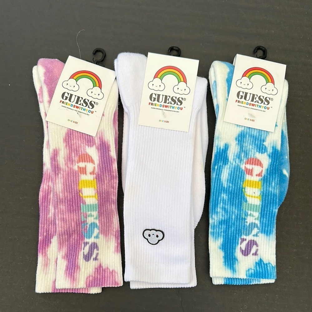 GUESS Men's Colorful Socks - Blue, White, Purple